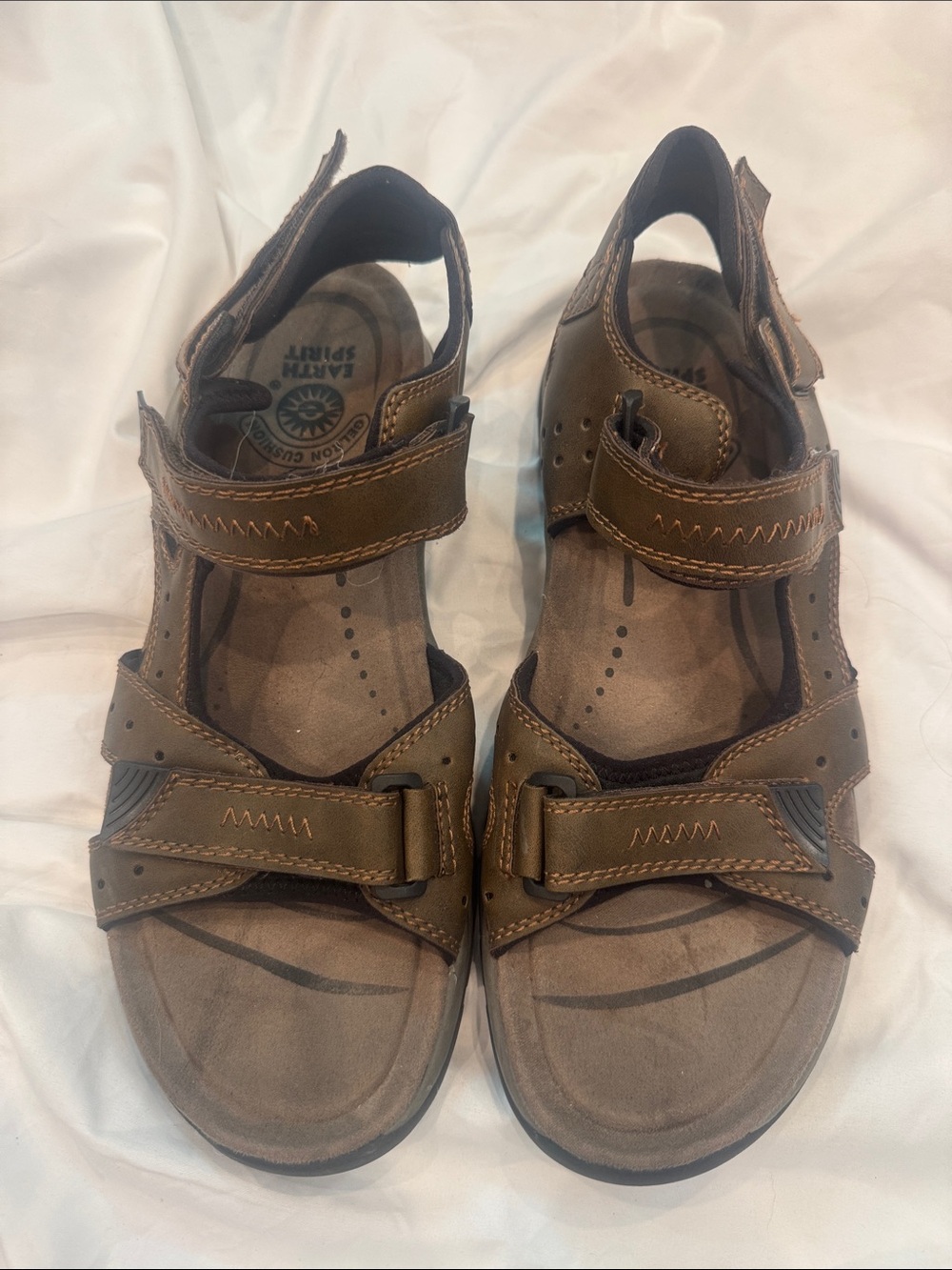 Earth Spirit Men's Brown Adjustable Leather Sandals, Size 13